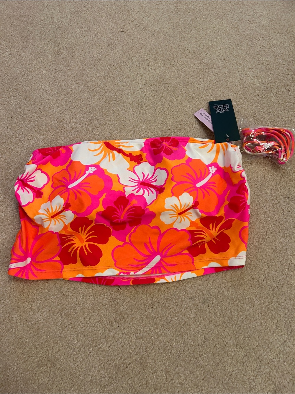 wild fable Floral Bandeau Bikini Top in Orange, Pink, White